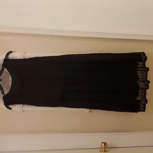 Sleeveless Lace Overlay Dress Black